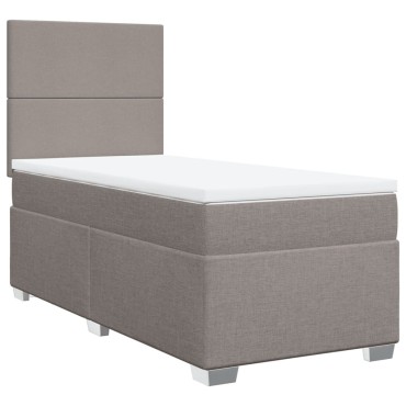 vidaXL Κρεβάτι Boxspring με Στρώμα Taupe 80x200cm Υφασμάτινο 1 τεμ. - Μονό