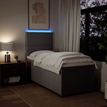 vidaXL Κρεβάτι Boxspring με Στρώμα Taupe 80x200cm Υφασμάτινο 1 τεμ. - Μονό