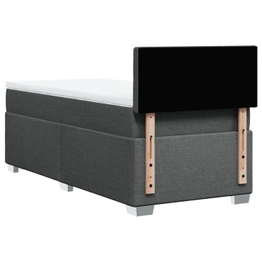 vidaXL Κρεβάτι Boxspring με Στρώμα Σκούρο Γκρι 90x190 εκ. Υφασμάτινο
