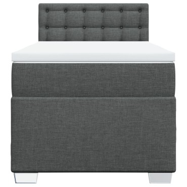 vidaXL Κρεβάτι Boxspring με Στρώμα Σκούρο Γκρι 90x190 εκ. Υφασμάτινο