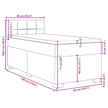 vidaXL Κρεβάτι Boxspring με Στρώμα Σκούρο Πράσινο 90x190 εκ. Βελούδινο