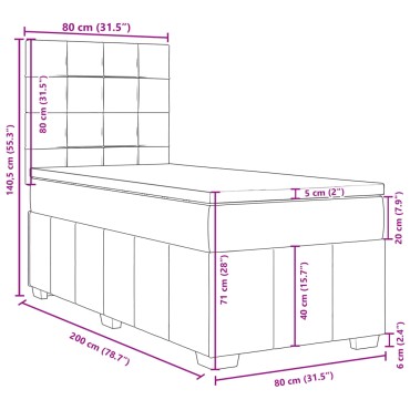 vidaXL Κρεβάτι Boxspring με Στρώμα Μπλε 80x200 εκ. Υφασμάτινο