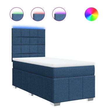 vidaXL Κρεβάτι Boxspring με Στρώμα Μπλε 80x200 εκ. Υφασμάτινο
