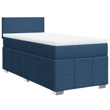 vidaXL Κρεβάτι Boxspring με Στρώμα Μπλε 80x200 εκ. Υφασμάτινο
