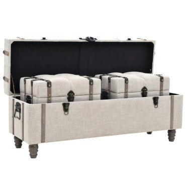 vidaXL Σετ Πάγκων Αποθήκευσης 3 τεμ. 112x37x45cm Μασίφ Ξύλο / Ατσάλι