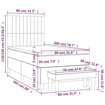vidaXL Κρεβάτι Boxspring με Στρώμα Κρεμ 80x200cm Υφασμάτινο 1 τεμ. - Μονό
