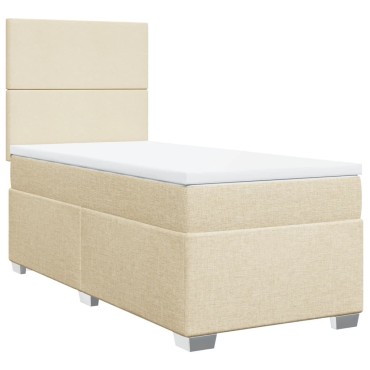 vidaXL Κρεβάτι Boxspring με Στρώμα Κρεμ 80 x 200 εκ. Υφασμάτινο
