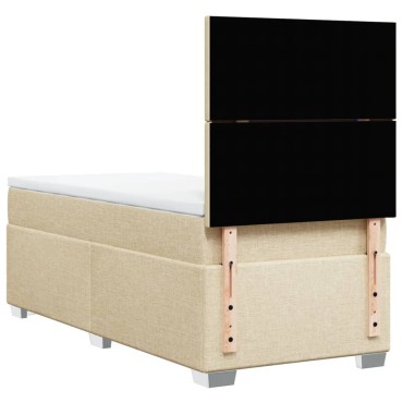 vidaXL Κρεβάτι Boxspring με Στρώμα Κρεμ 80 x 200 εκ. Υφασμάτινο