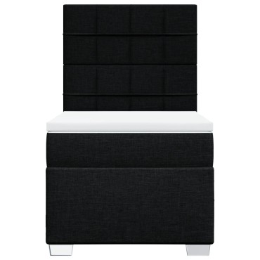 vidaXL Κρεβάτι Boxspring με Στρώμα Μαύρο 90x190 εκ.Υφασμάτινο