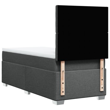 vidaXL Κρεβάτι Boxspring με Στρώμα Σκούρο Γκρι 90x190 εκ. Υφασμάτινο