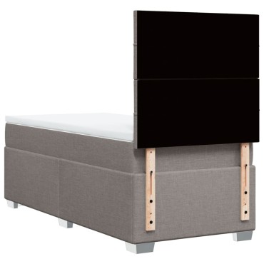 vidaXL Κρεβάτι Boxspring με Στρώμα Taupe 90x190 εκ.Υφασμάτινο