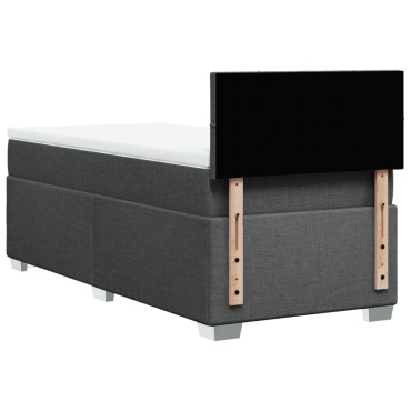 vidaXL Κρεβάτι Boxspring με Στρώμα Σκούρο Γκρι 90x190 εκ. Υφασμάτινο