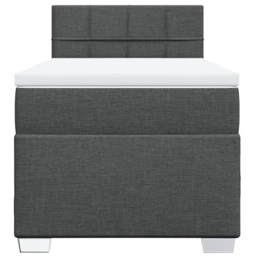 vidaXL Κρεβάτι Boxspring με Στρώμα Σκούρο Γκρι 90x190 εκ. Υφασμάτινο
