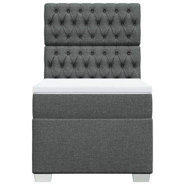 vidaXL Κρεβάτι Boxspring με Στρώμα Σκούρο Γκρι 90x190 εκ. Υφασμάτινο