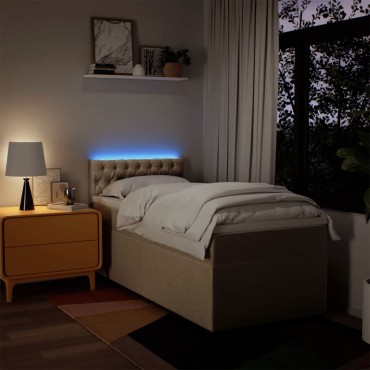 vidaXL Κρεβάτι Boxspring με Στρώμα Κρεμ 80 x 200 εκ. Υφασμάτινο