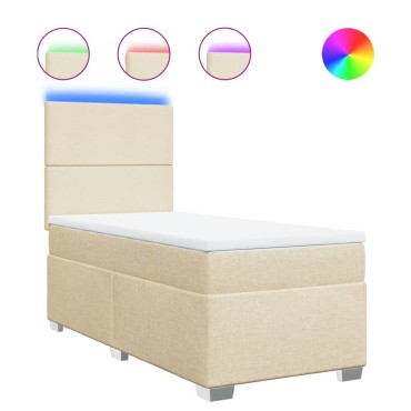 vidaXL Κρεβάτι Boxspring με Στρώμα Κρεμ 80 x 200 εκ. Υφασμάτινο