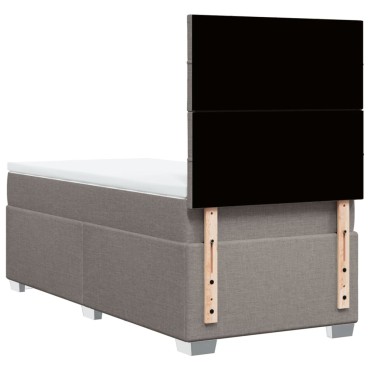 vidaXL Κρεβάτι Boxspring με Στρώμα Taupe 90x190 εκ.Υφασμάτινο