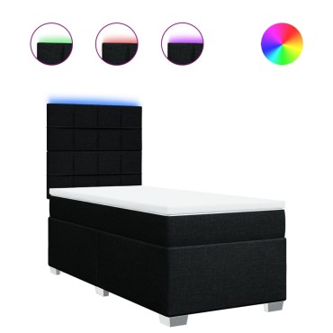 vidaXL Κρεβάτι Boxspring με Στρώμα Μαύρο 90x190 εκ.Υφασμάτινο