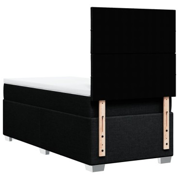 vidaXL Κρεβάτι Boxspring με Στρώμα Μαύρο 90x190 εκ.Υφασμάτινο