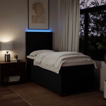 vidaXL Κρεβάτι Boxspring με Στρώμα Μαύρο 90x190 εκ.Υφασμάτινο