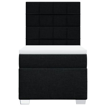 vidaXL Κρεβάτι Boxspring με Στρώμα Μαύρο 90x190 εκ.Υφασμάτινο
