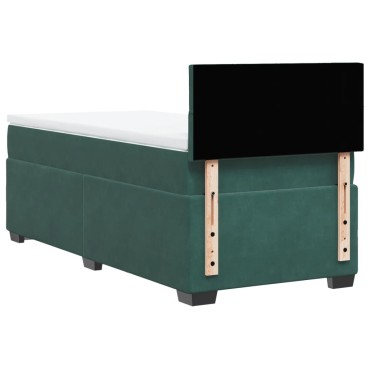 vidaXL Κρεβάτι Boxspring με Στρώμα Σκούρο Πράσινο 90x190 εκ. Βελούδινο