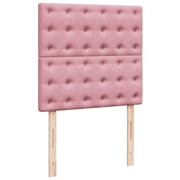 vidaXL Κρεβάτι Boxspring με Στρώμα Ροζ 80 x 200 εκ. Βελούδινο