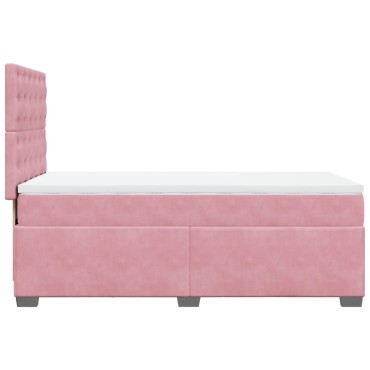 vidaXL Κρεβάτι Boxspring με Στρώμα Ροζ 80 x 200 εκ. Βελούδινο