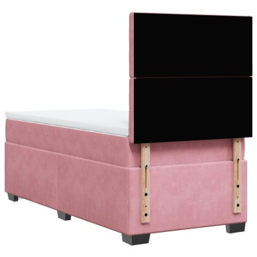 vidaXL Κρεβάτι Boxspring με Στρώμα Ροζ 80 x 200 εκ. Βελούδινο
