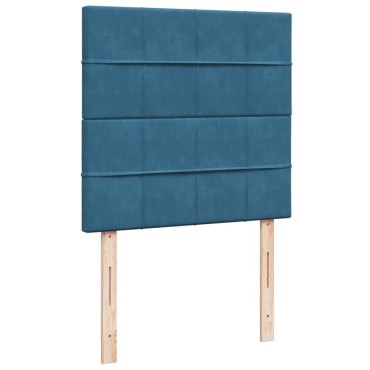 vidaXL Κρεβάτι Boxspring με Στρώμα Σκούρο Μπλε 90x190 εκ. Βελούδινο