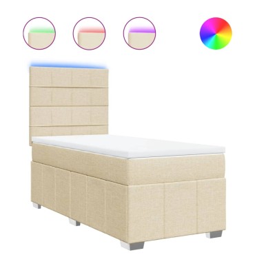 vidaXL Κρεβάτι Boxspring με Στρώμα Κρεμ 80 x 200 εκ. Υφασμάτινο