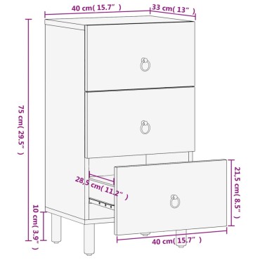 vidaXL Βοηθητικό Ντουλάπι 40x33x75cm από Μασίφ Ξύλο Μάνγκο 1 τεμ.