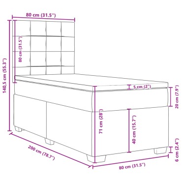 vidaXL Κρεβάτι Boxspring με Στρώμα Κρεμ 80 x 200 εκ. Υφασμάτινο