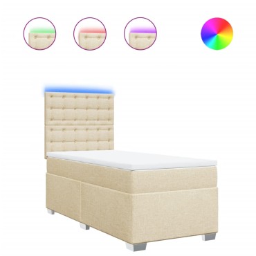 vidaXL Κρεβάτι Boxspring με Στρώμα Κρεμ 80 x 200 εκ. Υφασμάτινο