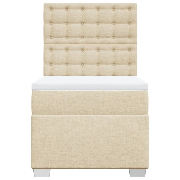 vidaXL Κρεβάτι Boxspring με Στρώμα Κρεμ 80 x 200 εκ. Υφασμάτινο