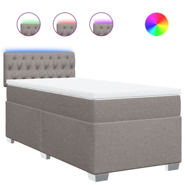 vidaXL Κρεβάτι Boxspring με Στρώμα Taupe 90x190 εκ.Υφασμάτινο