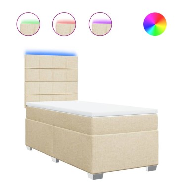 vidaXL Κρεβάτι Boxspring με Στρώμα Κρεμ 80 x 200 εκ. Υφασμάτινο