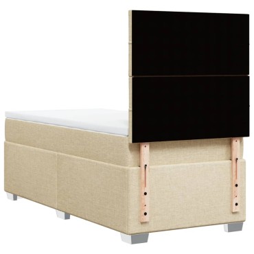 vidaXL Κρεβάτι Boxspring με Στρώμα Κρεμ 80 x 200 εκ. Υφασμάτινο