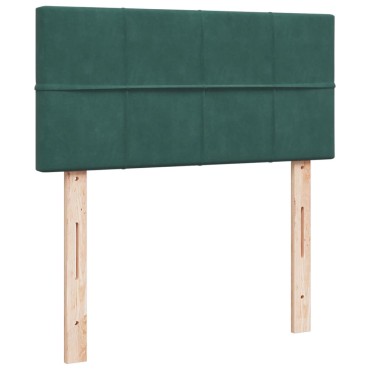 vidaXL Κρεβάτι Boxspring με Στρώμα Σκούρο Πράσινο 90x190 εκ. Βελούδινο