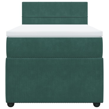 vidaXL Κρεβάτι Boxspring με Στρώμα Σκούρο Πράσινο 90x190 εκ. Βελούδινο
