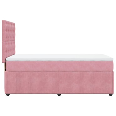 vidaXL Κρεβάτι Boxspring με Στρώμα Ροζ 80 x 200 εκ. Βελούδινο