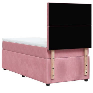 vidaXL Κρεβάτι Boxspring με Στρώμα Ροζ 80 x 200 εκ. Βελούδινο