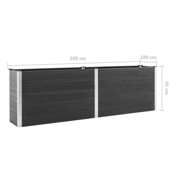 vidaXL Ζαρντινιέρα Υπερυψωμένη Γκρι 200 x 100 x 91 εκ. από WPC