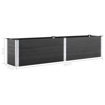 vidaXL Ζαρντινιέρα Υπερυψωμένη Γκρι 250 x 50 x 54 εκ. από WPC
