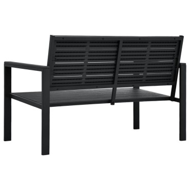 vidaXL Παγκάκι Κήπου Μαύρο με Όψη Ξύλου από HDPE 120x64x78cm 1 τεμ.