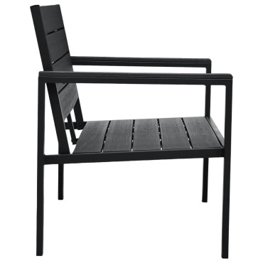vidaXL Παγκάκι Κήπου Μαύρο με Όψη Ξύλου από HDPE 120x64x78cm 1 τεμ.
