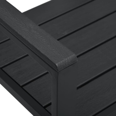 vidaXL Παγκάκι Κήπου Μαύρο με Όψη Ξύλου από HDPE 120x64x78cm 1 τεμ.
