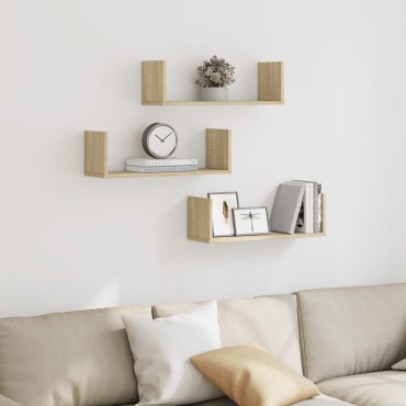 vidaXL Ραφιέρες Τοίχου 3 τεμ. Sonoma Δρυς 58x18x18cm από Επεξ. Ξύλο
