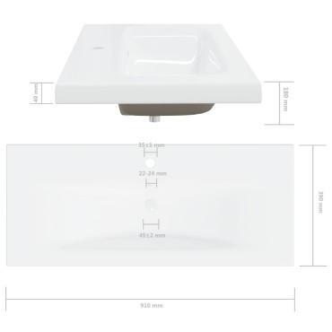 vidaXL Νιπτήρας Ένθετος Λευκός 101 x 39 x 18 εκ. Κεραμικός με Βρύση
