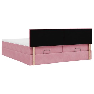 vidaXL Οθωμανικό κρεβάτι με στρώματα ροζ 180x200cm Velvet
